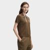 FILA White Fashion Simple Classic Retro Casual Versatile Comfortable Half-Zip Knitted Short Sleeve Sweater Women tops Valley-Brown F11W613406FBN
