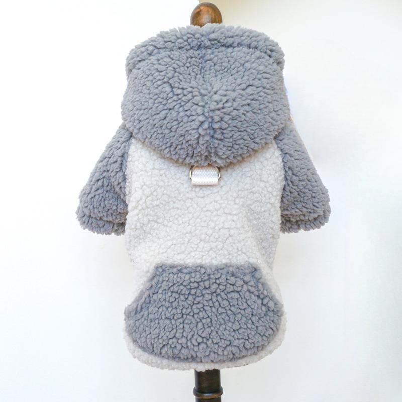 Pet Clothing for Autumn Winter Creative Warm Plush Hoodie Warm Color To Keep Warm Cold Resistant Lambing Plush Traction Hoodie