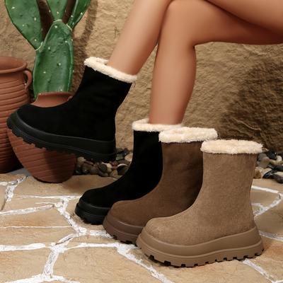 Damen Stiefeletten Winter Dicke Sohle Schneestiefel Damen Koreanischer Stil Warme Baumwollschuhe für Damen Verdicktes Futter Outdoor Schuhe