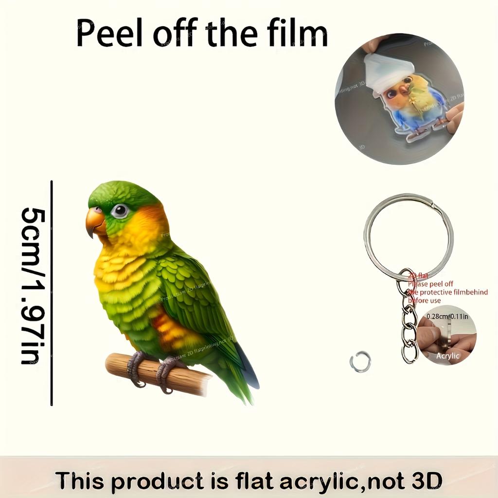Cute Parrot 2D Acrylic Keychain, Decorative Hanging Charm for All Events & Holidays, Ideal Gift Choice