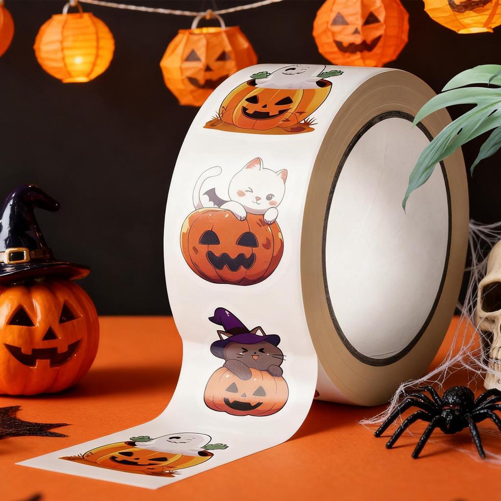 Halloween Stickers 500 Pieces Pumpkin Face Envelope Seals Halloween Envelope Stickers For Card Making Cookie Cupcake Baking