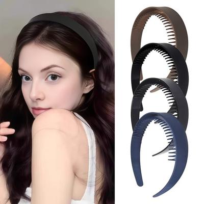 Hair Hoop Extra Wide Thick Headband with Non-slip Teeth Vintage Style Strong Grip Hairband Office Hair Accessory