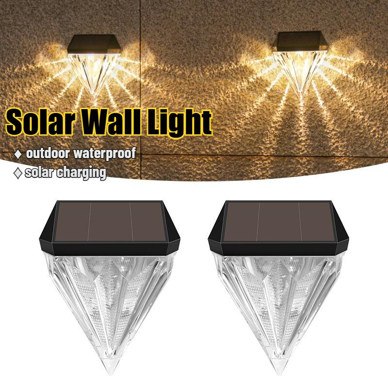 Solar Wall Lamp with Smart Light Control, LED Landscape Lighting for Garden, European Courtyard, Fence  Waterproof Wall Washing Lamp Night Light