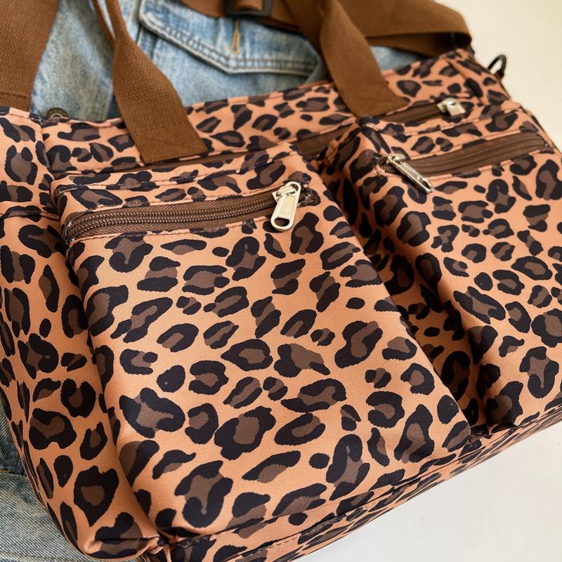 Klassischer Leopardenmuster Freizeit Damen Tasche mit großer Kapazität und mehreren Fächern Neue leichte Pendler Tragetasche