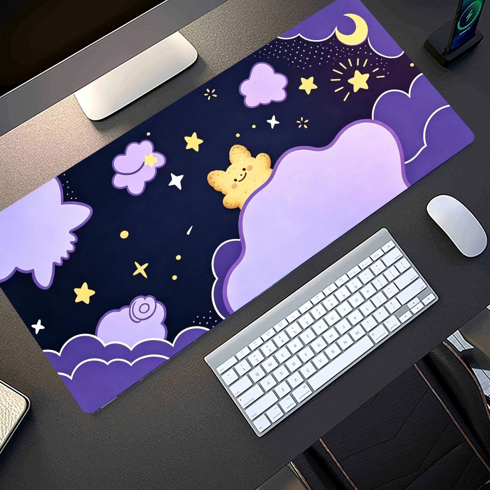 Cartoon Bear Purple Cloud Mouse Pad Large Anti Slip Rubber Desk Mat for Gaming Office Laptop Keyboard Pad Pc Accessories Gamer