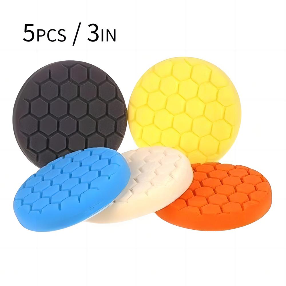 

5PCS auto detailing pads polishing wheel for drill buffing kit 3/5/6/7 inch self adhesive polishing pad car wax applicator discs