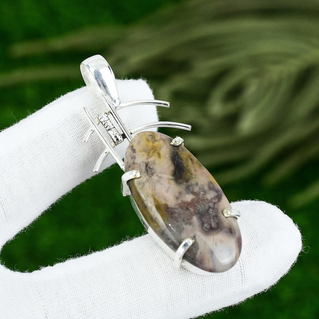 Sterling Silver Natural Polychrome Jasper Sister Anniversary New Pendant Jewelry