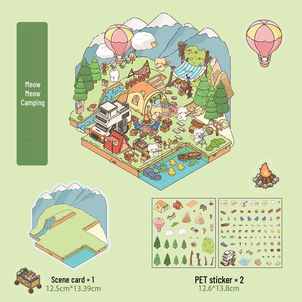 Micro Ink 3D Cartoon Decompression Stickers for DIY Miniature Scene Journals