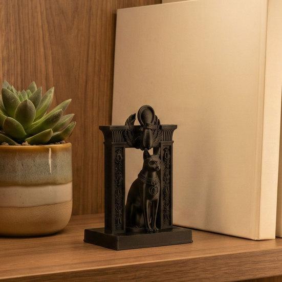 Egyptian Cat Statue Ancient Egypt Inspired Figurine 3D Printed Cat Decor for Home