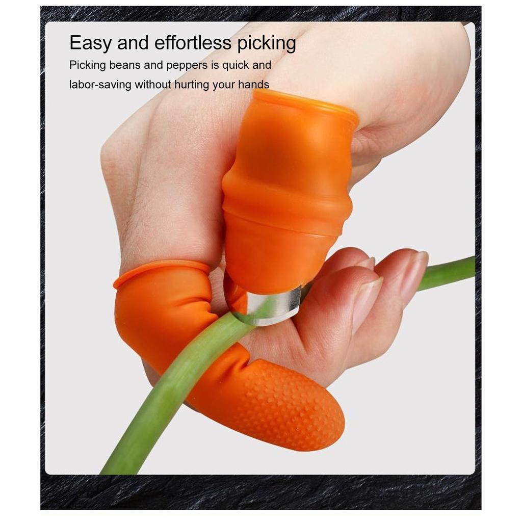 Silicone Thumb Knife Stainless Steel Thumb Knife Picker for Peel Pick Vegetables Pepper Beans