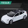 1:24 Alloy Tesla Model 3 Car Model Diecasts Metal Vehicle Car Model Simulation Sound Light Kids Toy Gift Collection