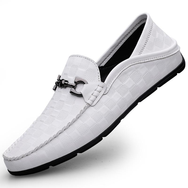 

Fashion Man Business Footwear Handmade Casual Slip on Shoe Genuine Leather Comfy Loafers Moccasins Men Outdoor Non-slip Driving Shoes 37 сірий колір