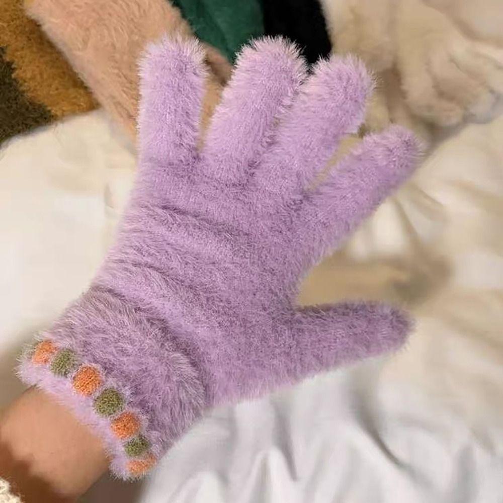 Elastic Fleece Women's Gloves Korean Style Ski Mittens Mink Velvet Gloves  For Girls Winter