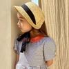Straw Weaving Children Sun Hat Chin Straps Beach Sun Hat Girls Sun Straw Hat  Seashore Activities