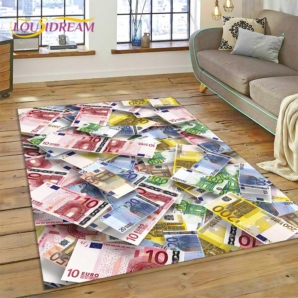 Teppich mit Dollar-, Euro- und Pfund-Motiv, Cartoon-Motiv, für Zuhause, Wohnzimmer, Schlafzimmer, Sofa, Fußmatte, Dekor, rutschfeste Bodenmatte für Kinder