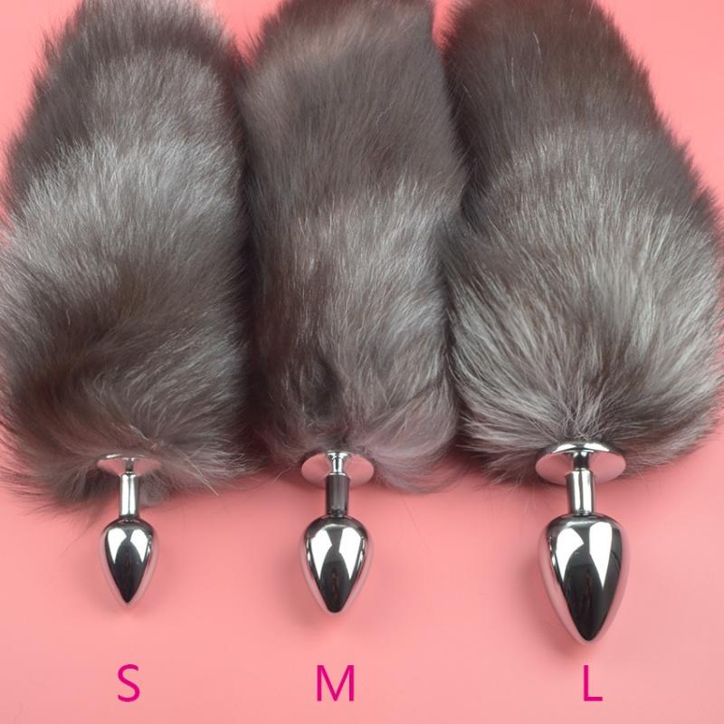 Small Metal Dog Tail Butt Plug Real Fur Back Court Tail Anal Bolt Fox Butt Plug Adult Alternative Sex Product