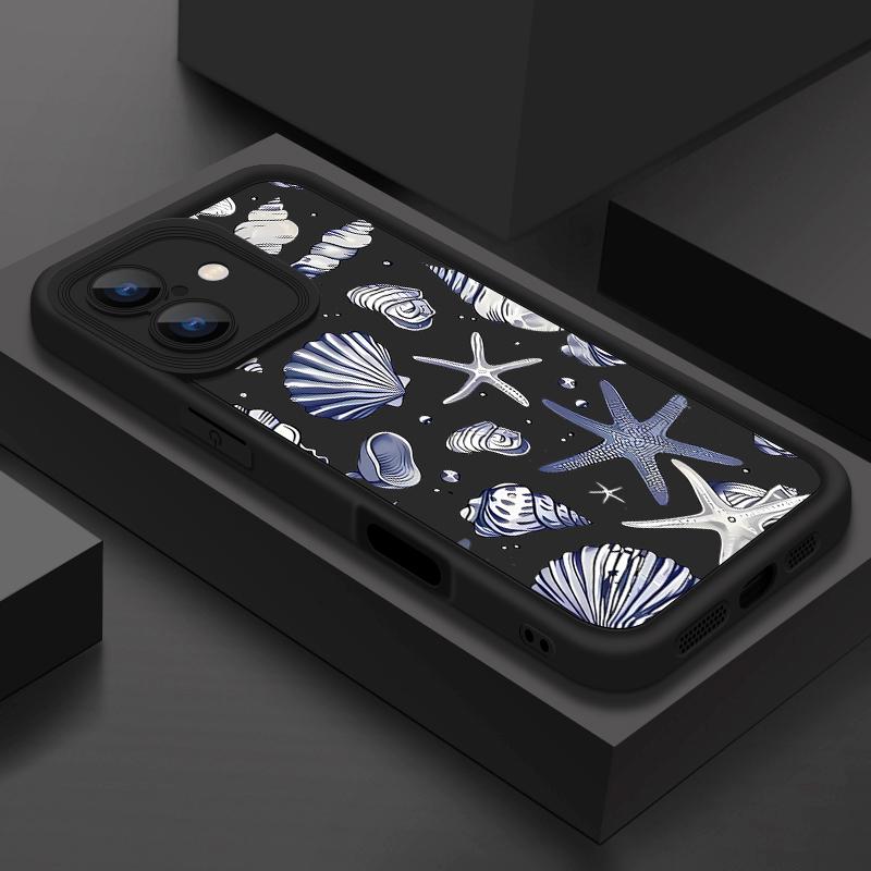 

Мягкий чехол для телефона из ТПУ с рисунком морской звезды для iPhone 16 16E 15 Pro 14 Pro Max 13 12 11, матовый противоударный защитный бампер для объектива iPhone X / XS чёрный