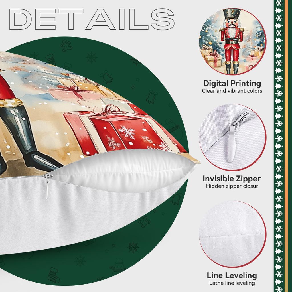 Christmas Nutcracker Pillowcase Printed Polyester 45X45Cm Throw Pillowcover Decorative Sofa Cushion Pillowslip Home Decor