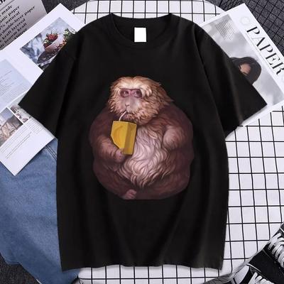 Grappige Zoon XingXing Monkey Grafische Print T-shirt Zomer Katoen Korte Mouw T-shirts Unisex O-hals Kleding Cool T-shirt Oversized