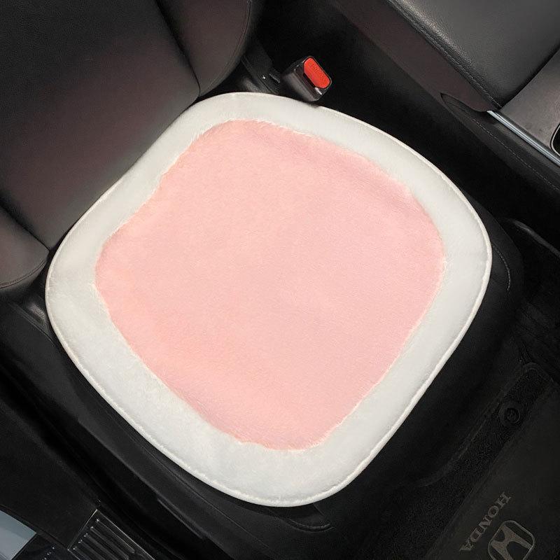 Winter New Cartoon Plush Car Cushion Simple Black White Thickened Anti Slip Women's Auto Seat Pad Cute Interior Modification