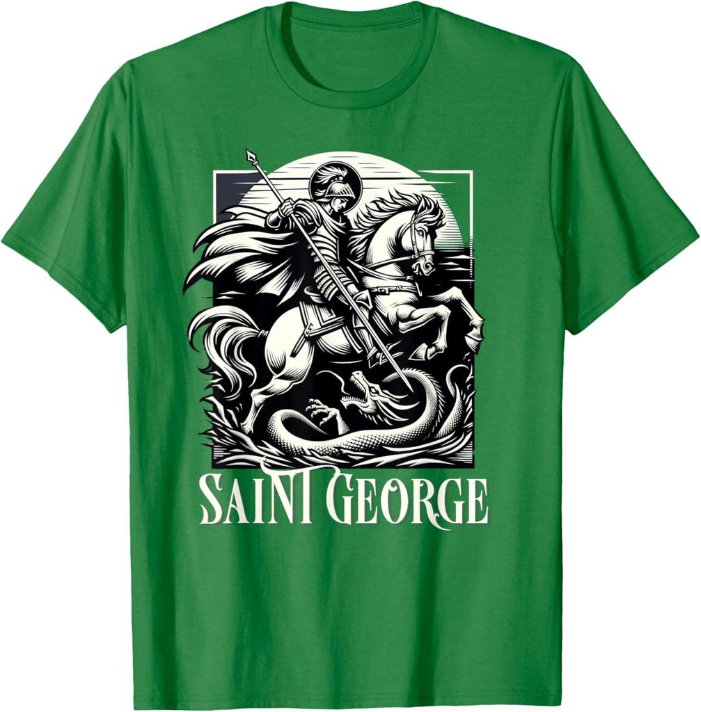 Sint-Joris Doodt De Draak Engeland Katholiek T-shirt 100% Katoen Ronde Hals Korte Mouw Zomer Casual Unisex T-shirt Streetwear