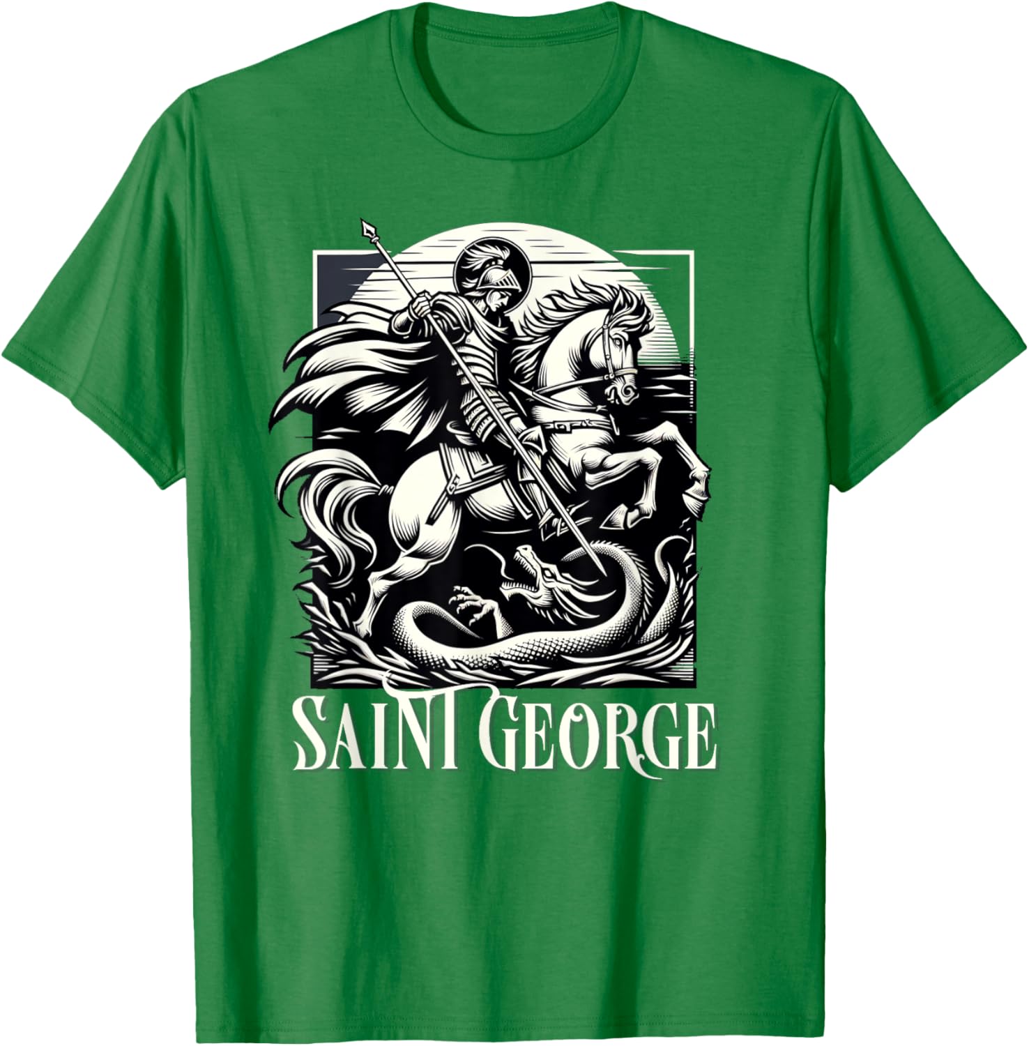 Saint George Slays The Dragon England Catholic TShirt 100 Cotton ONeck Short Sleeve Summer Casual Mens Tshirt Streetwear S