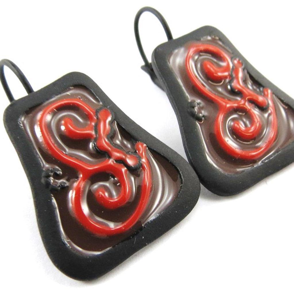 NOA [J4177] - Dormeuses Créateur 'Arabesques' marron orange