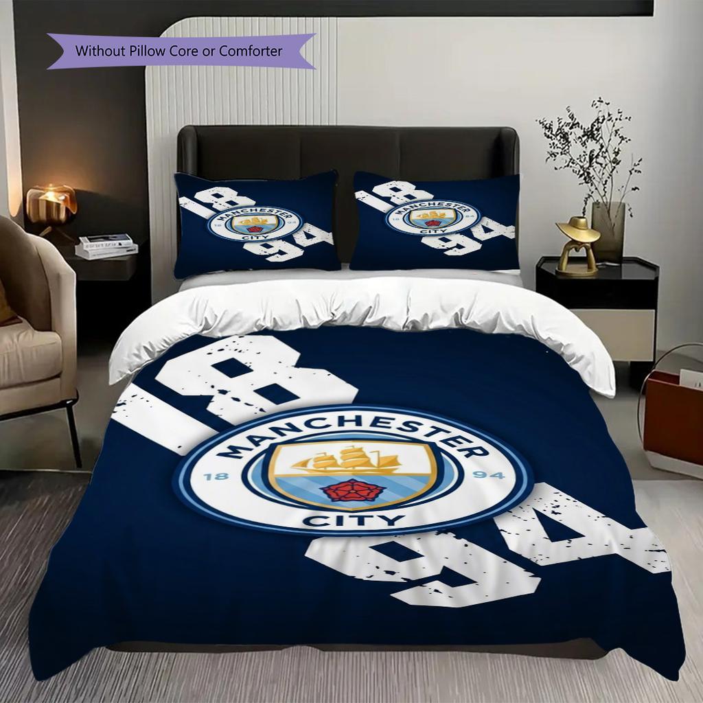 Manchester City Pride. Bedding (1 * duvet cover + 2 * pillowcase, without core) 2DFlat Duvet cover and pillowcase Christmas birthday gift
