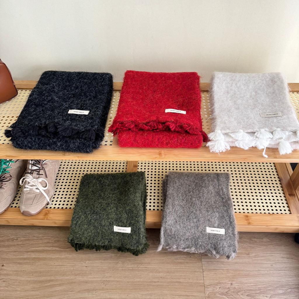 Fashionable Wool Knitted Scarf Autumn Winter Warm Simple Cold-Proof Shawl For Students Solid Color Versatile Thickened Muffler