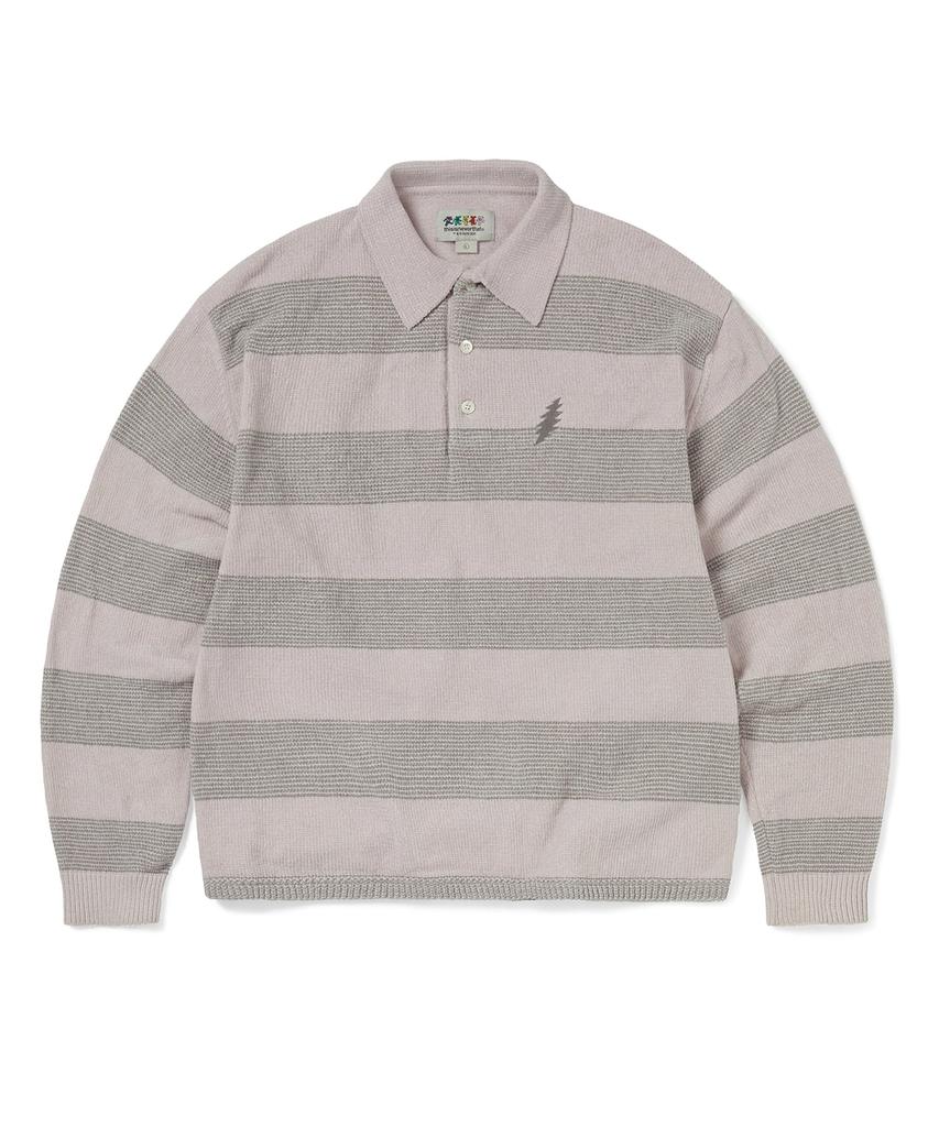 THISISNEVERTHAT Gd Lightning Velvet Knit Polo Light Pink