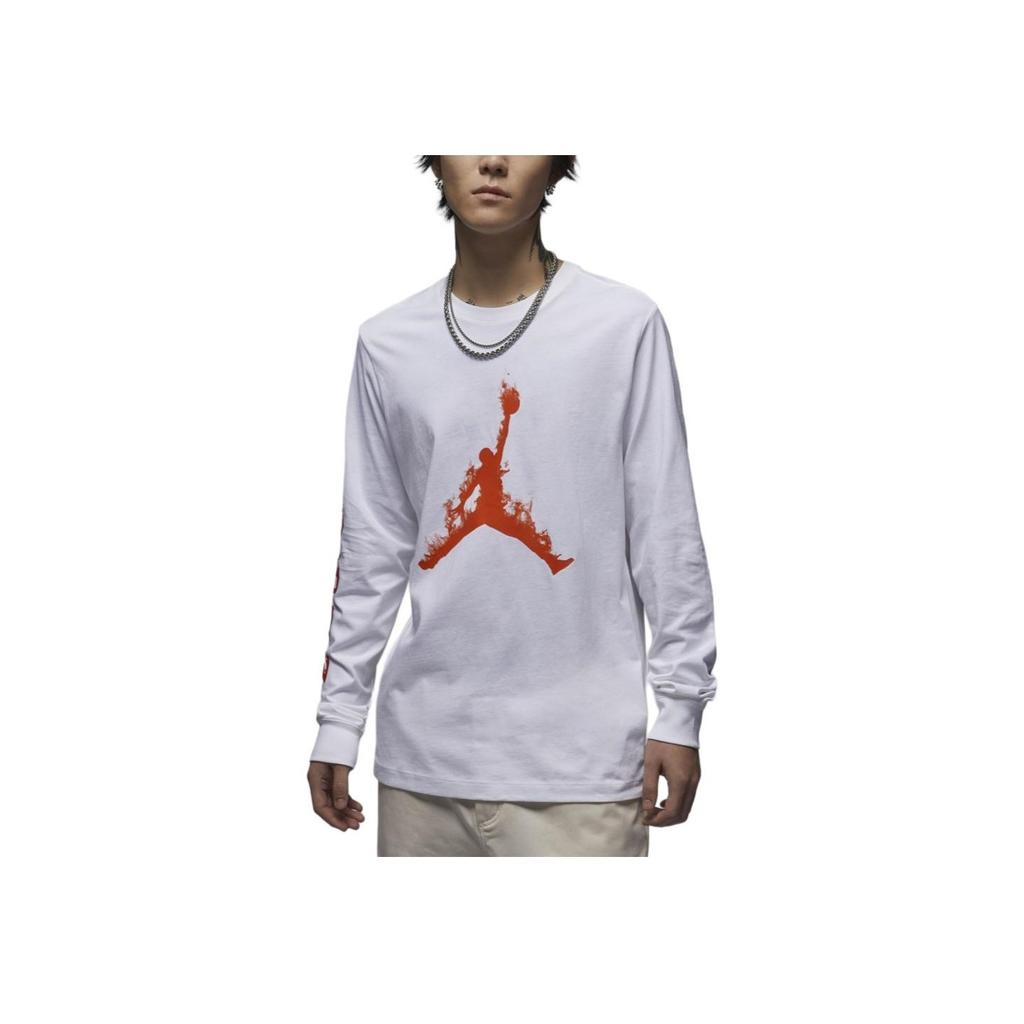 Jordan Sports Casual Pullover Long Sleeve T-Shirt Men Tops White Team-Orange FZ1990-100