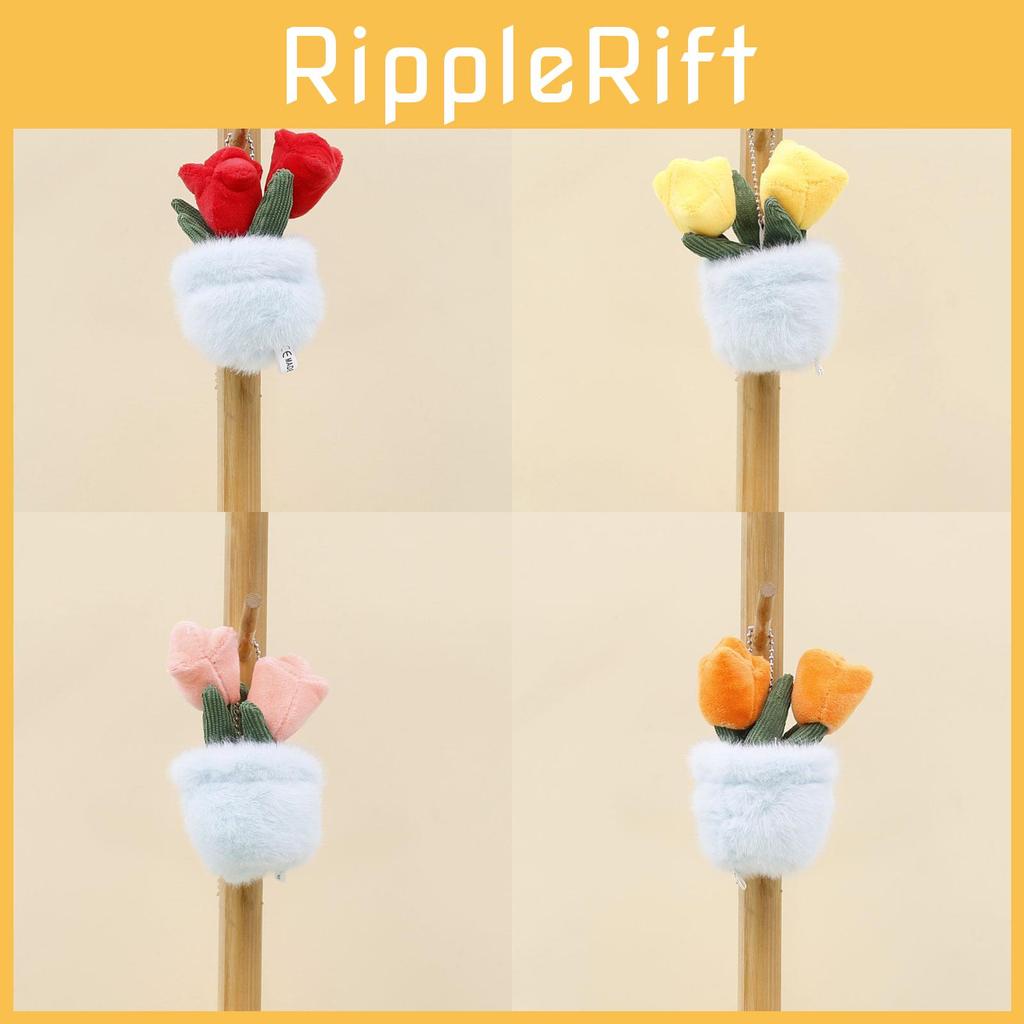 Plush Potted Tulip Plant Toy With Keychain For Gift And Bag Decor