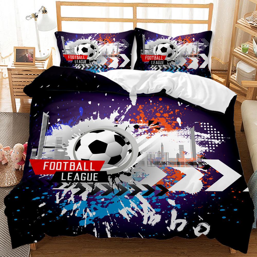 Sports Football Kit Three-Piece Quilt Cover Wish Bedding