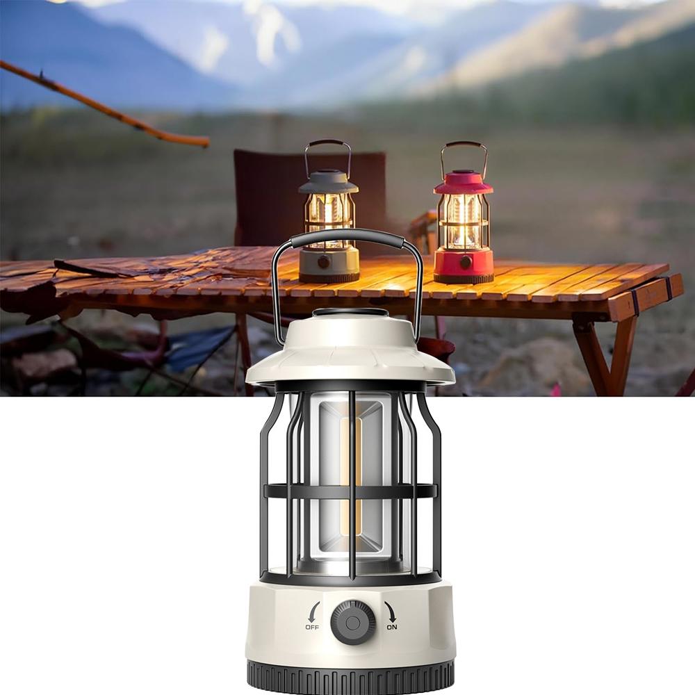 LED Camping Lantern, Vintage Metal Camp Light, Camping Lights, Portable, Outdoor Tent Bulb, Outages