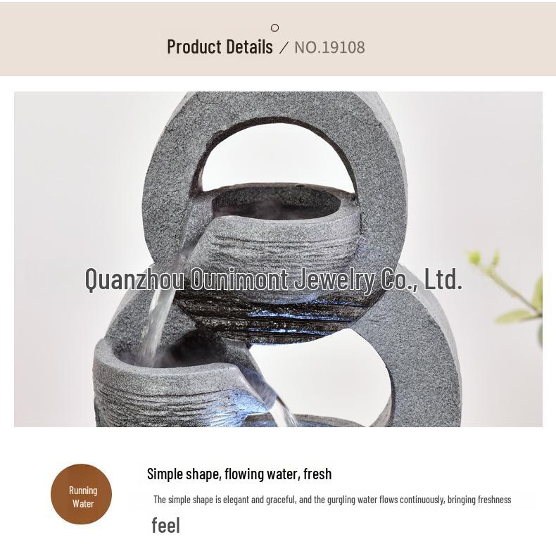 Patented Feng Shui Water Fountain for TV Cabinet and Office Décor