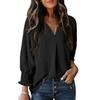 Women's Autumn and Winter V-neck Casual Long-sleeved Loose Shirt Top