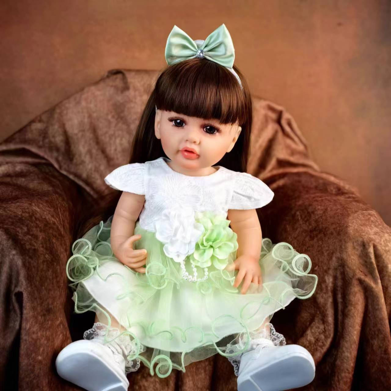 

KEIUMI Реалистичная кукла-младенец Reborn Baby Doll Girl 55 см коричневые длинные волосы новорожденные куклы Bebe игрушка на день рождения XAMS пасхальные подарки 22 inch about 55 cm