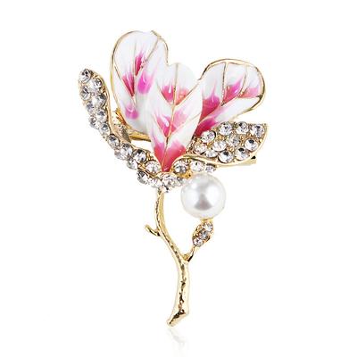 Versatile Hibiscus Flower Pearl Jumper Pin Cardigan Brooch Accessories Fashionable Empty Bracket Accessory Corsage Women Long-Lasting Color Brooch