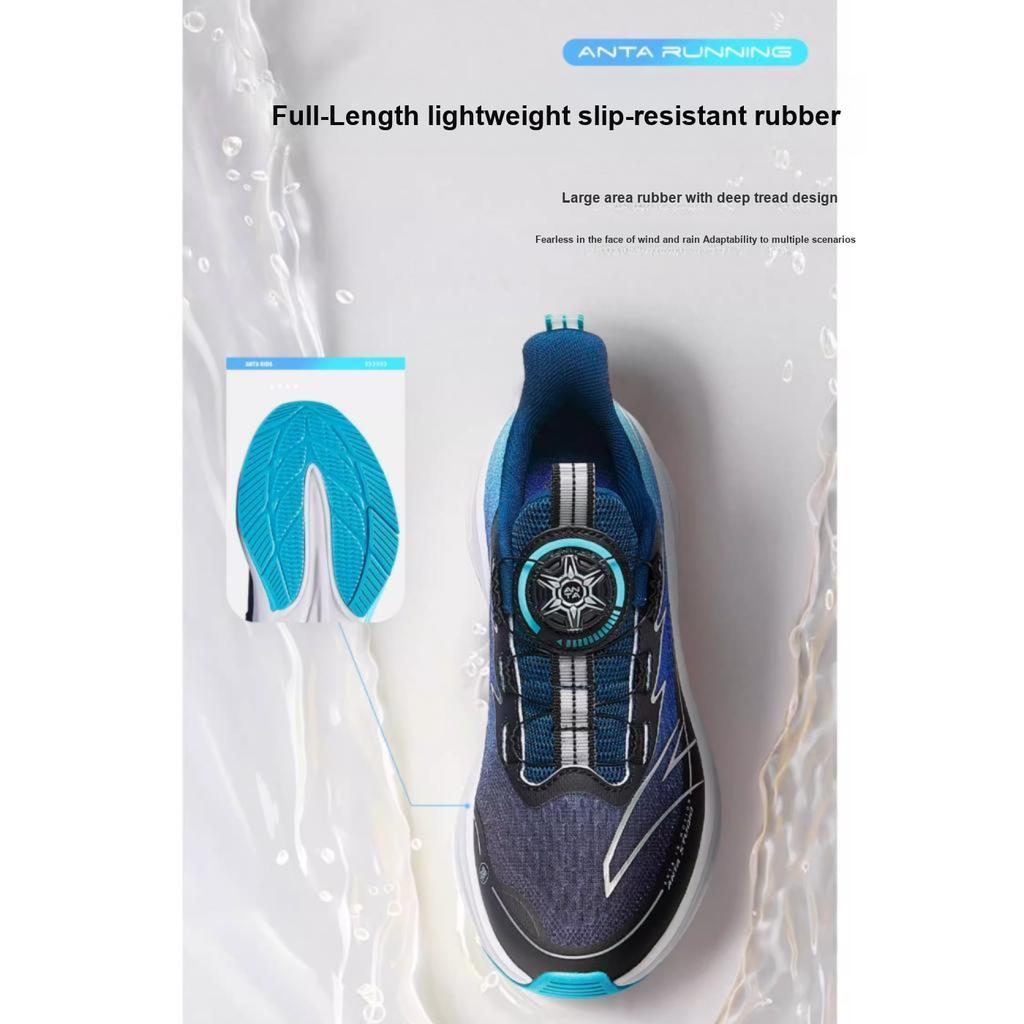 Anta Kids Hailang Lite Resilient Technology No-Tie Rotating Buckle Rebound Lightweight Shock Absorption Low-Top Running Shoes A12435507-4