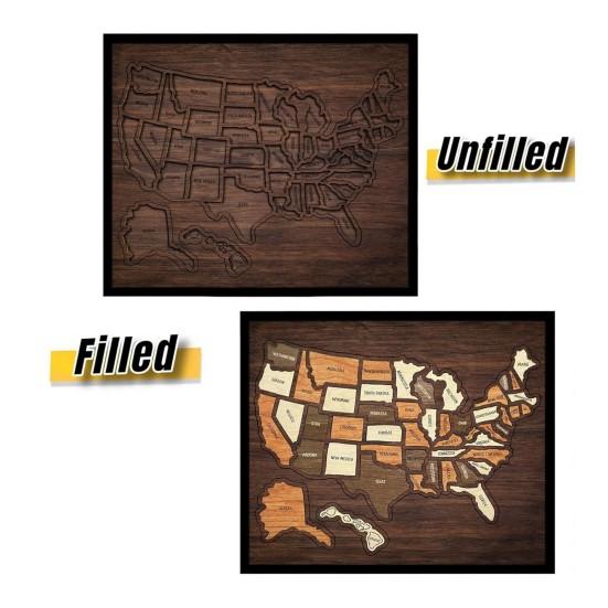Holz USA Reise Puzzle Board State Reise Tracker Wanddeko Interaktives Reise Souvenir für Zuhause Büro Geschenk für Reisende