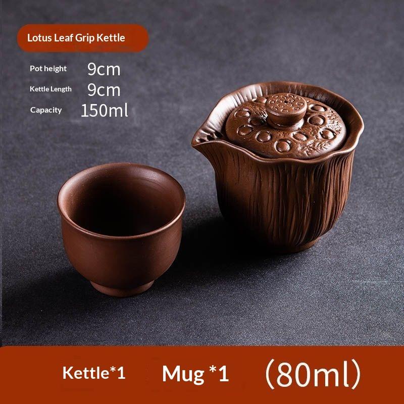 

Authentic Teapot Ceramic Tea Set, Single-person Covered Bowl Teacup, Portable Teaware Purple Sand Mini Teapot фіолетовий