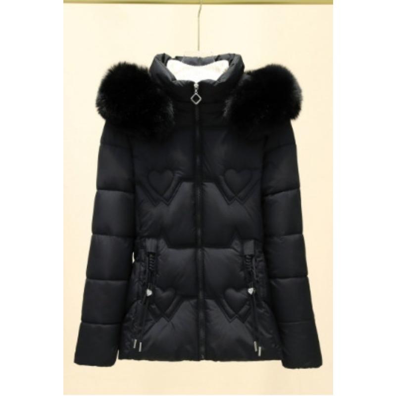 New big fur collar short slim and thin cotton-padded coat women's removable hat student jacket cotton-padded jacket