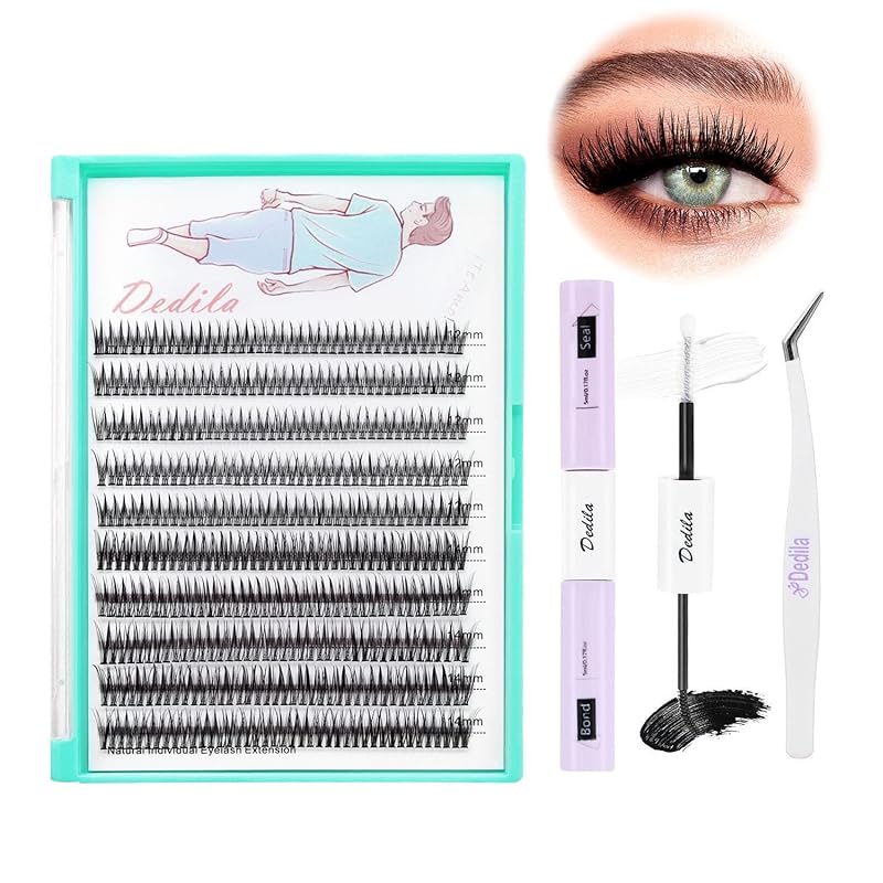 Large Tray-Grafted Wide Rod Individual False Eyelashes Thick Base 120 Cluster D Curly Hair Naturally Dense Eyelashes 8-20 Mm Optional (14 Mm)