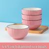 Zhi Shi 4,5-Zoll Nordische Keramik Diamant Schüsseln - Kirschblüten Rosa (4 Packung)