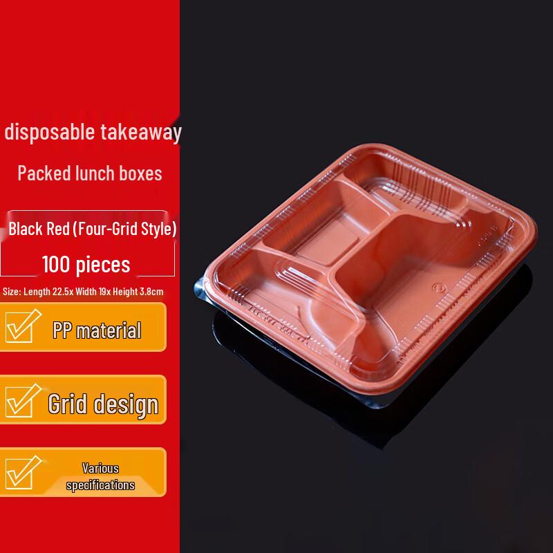 Homeglen Disposable Rectangular 4-Compartment Meal Prep Containers with Lids