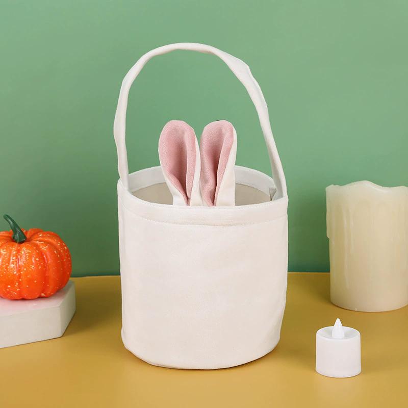 WTEMPO 5PCS 13*14.5CM Easter Rabbit Ear Handbags Party Gift Bags with Handle Easter Egg and Other Presents Packaging Baskets