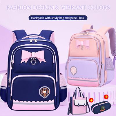 3pcs Set Breathable Waterproof Children Schoolbag Primary School Students Burden Reduce Spine Protect Book Bag 1-3-6 Grades Lightweight Youth Backpack