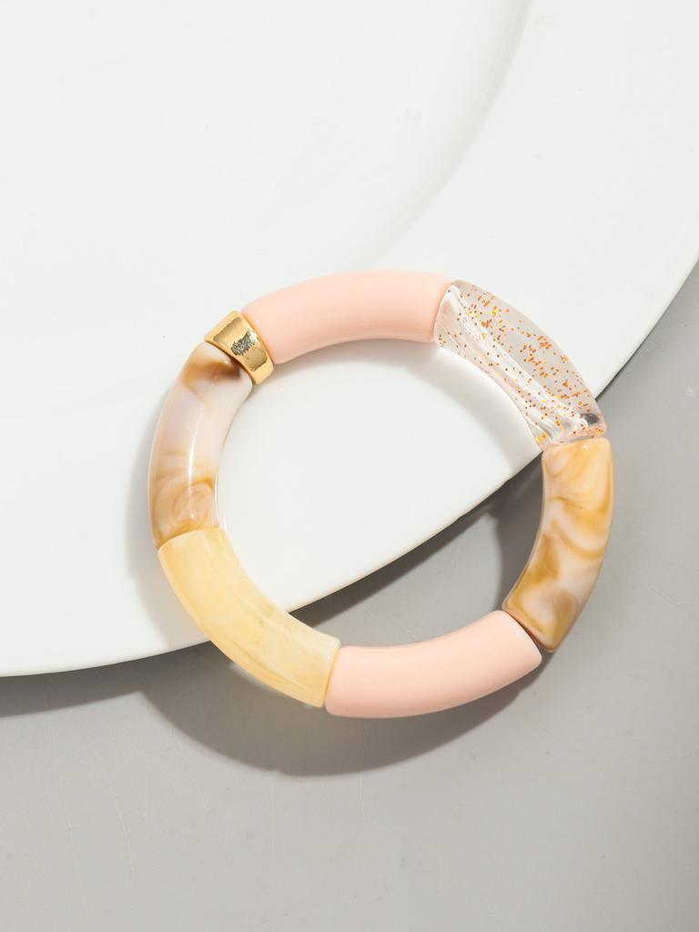 Bohomia Acryl-Design-Stil, klobiges, stapelbares Bambus-Armband für Frauen, Boho, elastisch, bunte Röhrenperlen-Armbänder, 2024 Schmuck