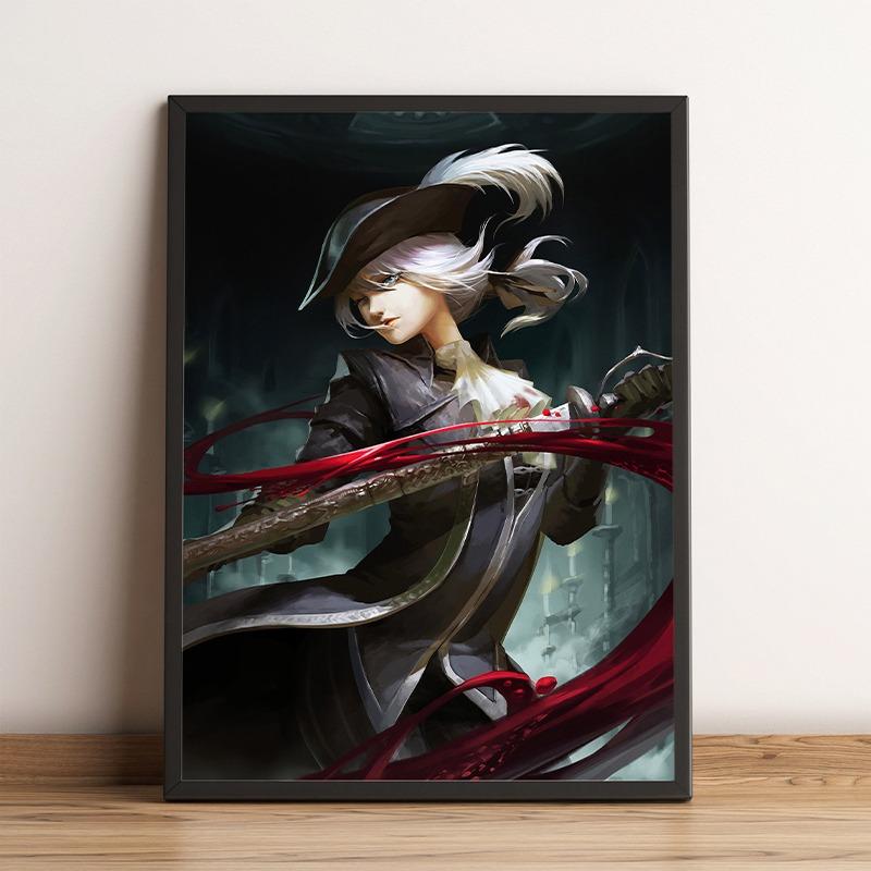 Bloodborne Classic Game Poster and Print Dark Hunter Canvas Painting Wall Art Pictures for Living Room Decoration Home Decor