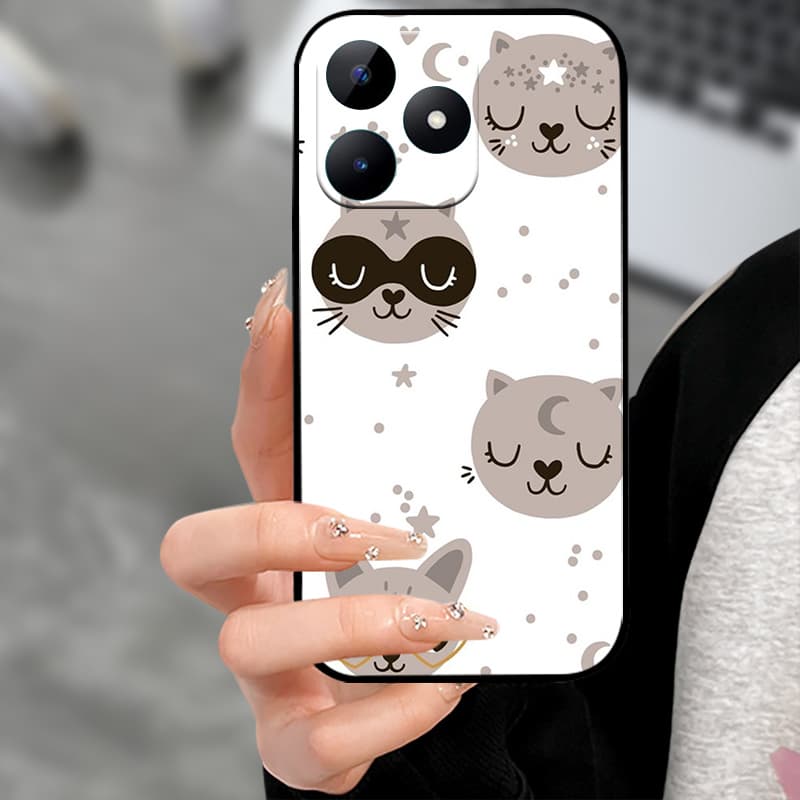

For Realme C53 Case Popular Cool Cartoon Soft Silicone Black Cover For Realme C53 4G RMX3760 Coque Realme C 53 Black Shell Capas Realme C53